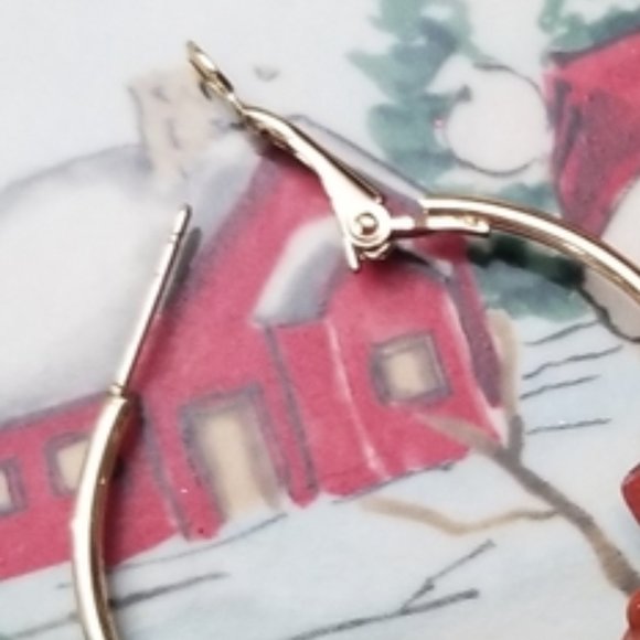 Natural Stone Hoop Earrings with Hypoallergenic metal.🍁 - Picture 3 of 8